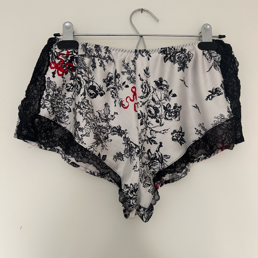 Victoria's Secret Black and White Floral Lace Sleep Shorts